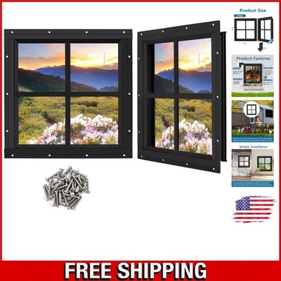 Elegant 12x12 Black Shed Windows - Flush Mount with Screws for Easy Installation