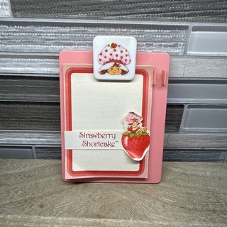 Vintage Strawberry Shortcake Mini Pink Plastic Clipboard with Original Paper