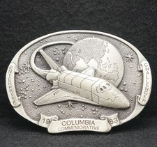 WF03135 NOS NICE VINTAGE 1983 COLUMBIA COMMEMORATIVE SPACE SHIP BELT BUCKLE