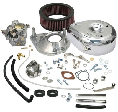 S&S 11-0411 Super E Carburetor Kit w/Manifold Std Tank '79-84 Big Twins