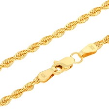 10K Yellow Gold 2.5mm Rope Chain Laser Diamond Cut Necklace Mens Womens 16"- 30"