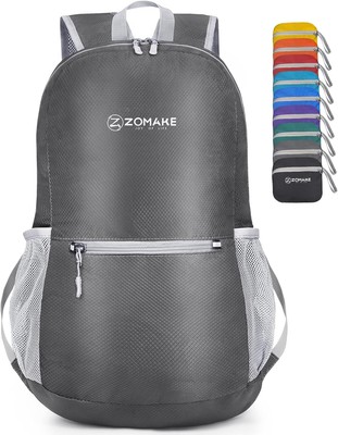 ZOMAKE Ultra Lightweight Hiking Backpack 20L, Packable Small Medium Grey 