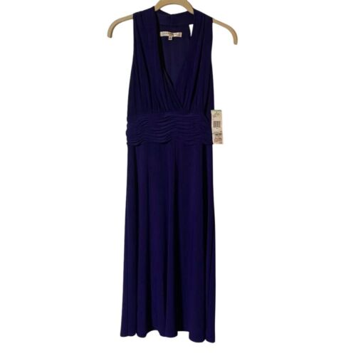 NWT Beautiful Evan Picone Women's Dark Purple Midi Halter Dress Size M Formal