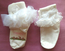 Baby Toddlers Girls Vintage 2 Pairs White Dressy Fancy Pageant Socks Sz 5-6.5