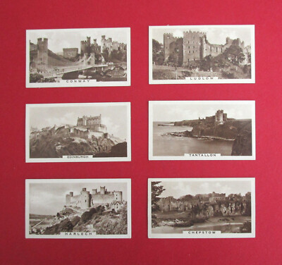 COPE SIX SCARCE VINTAGE 1939 SEPIA CIGARETTE CARDS CASTLES 8-13-14-15-21-22 