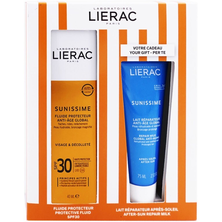 LIERAC Sunissime coffret fluide SPF30 anti-taches et son lait réparateur hydratant