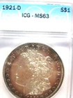 1921-D MORGAN SILVER DOLLAR MS63