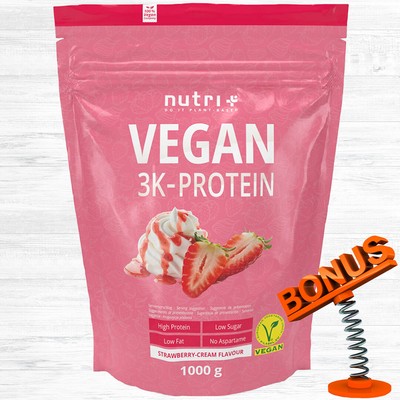 Nutri-Plus Vegan 3K Protein 1kg Beutel Eiweiss Nutriplus + Bonus