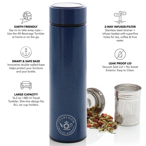 Teabloom - The ORIGINAL All-Brew Travel Tumbler & Thermos | OPRAH’s Favorite ... - Picture 2 of 6