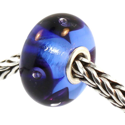 Authentic Trollbeads Glass 61352 Clear Blue Bubbles :1 RETIRED