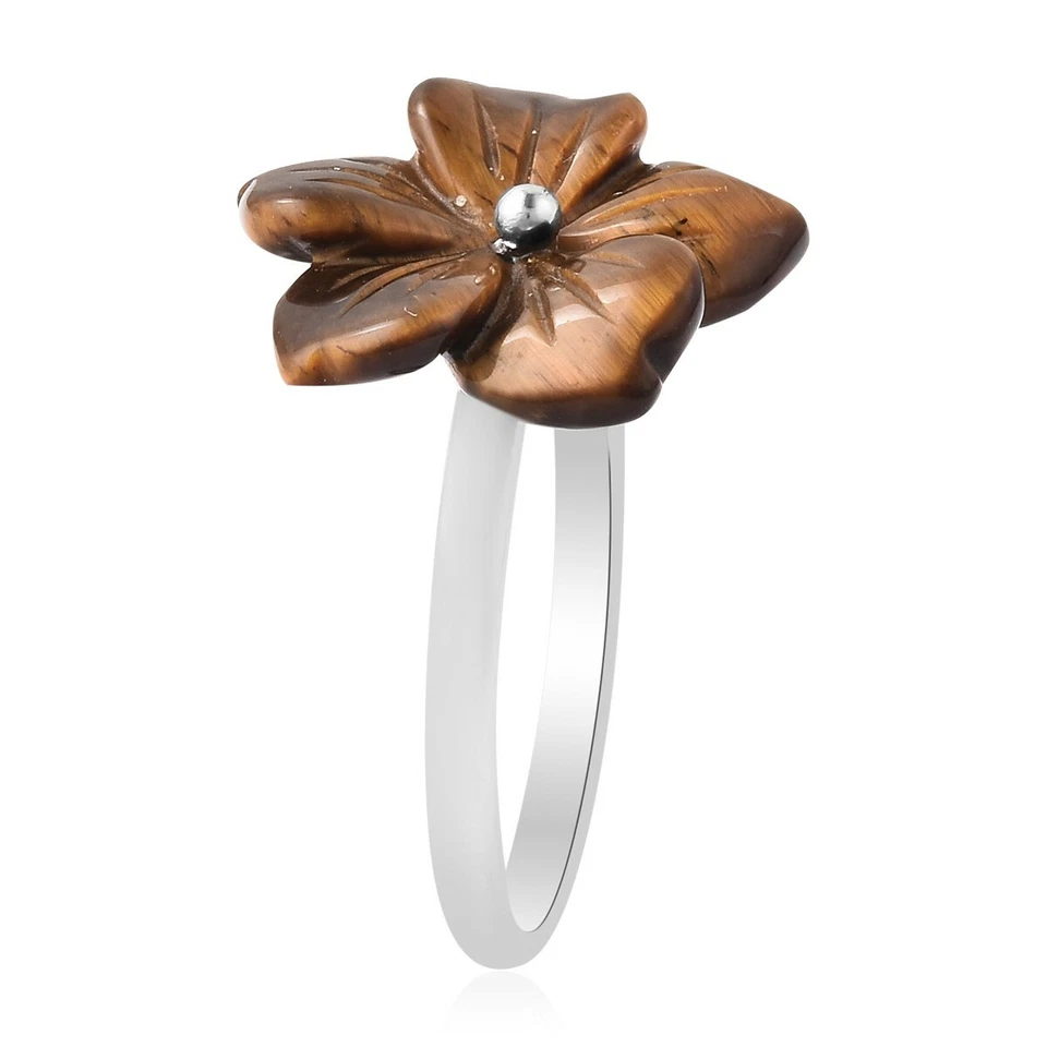   Anillo tallado ojo de tigre amarillo sudafricano 22,90 ctw talla 8 y colgante  Foto 3 de 4