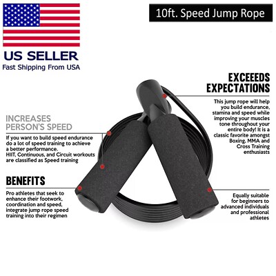 Skipping Rope with Ball Bearings Rapid Standard Speed Jump Rope PVC Cable