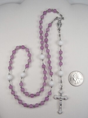 Girls Purple Rosary 17'' Rosary Purple & White Jade Chica Rosario