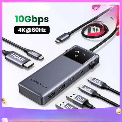 USB C HUB 6-in-1 4K60Hz PD100W 10Gbps USB3.2 Splitter Adapter USBDocking Station