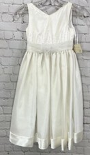 Ginnis Fashion White Beaded Satin Chiffon Formal Flower Girl Dress Size 3