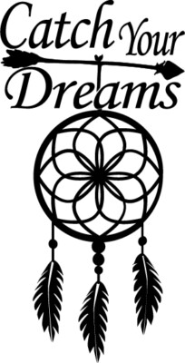 Indian Feather Arrow Dream Catcher ''Catch Your Dreams'' Decal Sticker