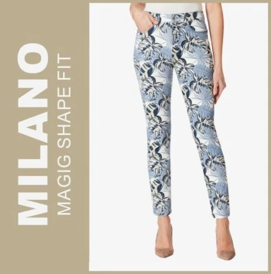 STOOKER MILANO | blue leaves | WOMEN 5-Pocket Denim Jeans | Magic Shape Fit