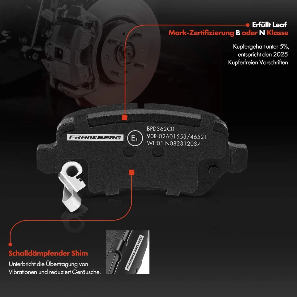 Bremsbeläge Bremsbelagsatz Hinten für Opel Astra G H Combo Meriva Zafira A B - Bild 3 von 4