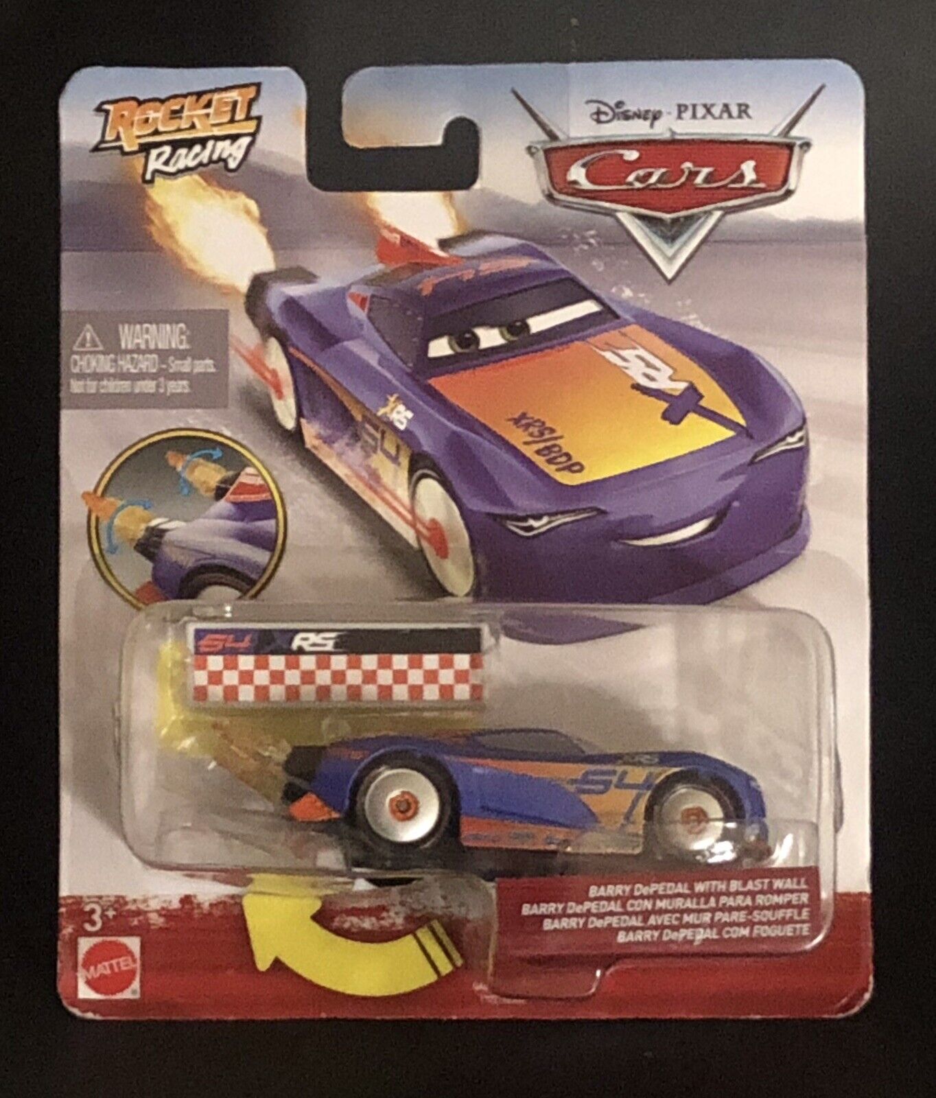 Disney and Pixar Cars XRS Rocket Racing Lightning McQueen with Spinning  Flames 