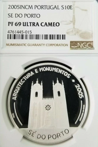 2005 PORTUGAL SILVER 10 EURO SE DO PORTO NGC PF 69 ULTRA CAMEO TOP POP 