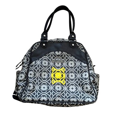 Petunia Pickle Bottom Diaper Tote Bag Faux Leather Handles Geometric Grey