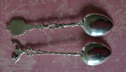 Juego de 2 cucharas de coleccionista de recuerdos de ITALIA plata sólida 800 cucharas de café decorativas - Imagen 4 de 9