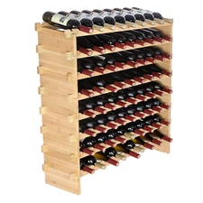 Uimoso 72 Bottle Stackable Modular Wine Rack Bamboo Wood Display Shelf 8-Tier