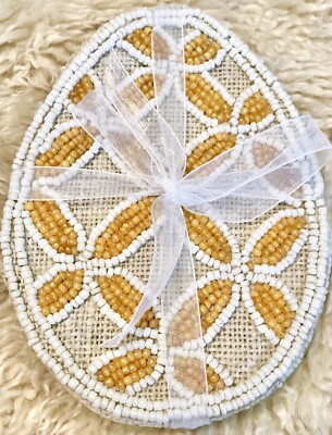 $19.99 BRAND NWT PIER 1 IMPORTS SET OF 4 EASTER EGG BEADED COASTERS 6''X4''