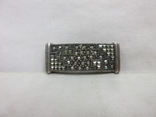 Vintage Sterling Silver  Marcasite 34mm x 14mm Bar Belt Buckle