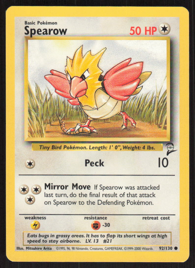 Pokemon TCG Base Set 2 #92/130 Spearow NM