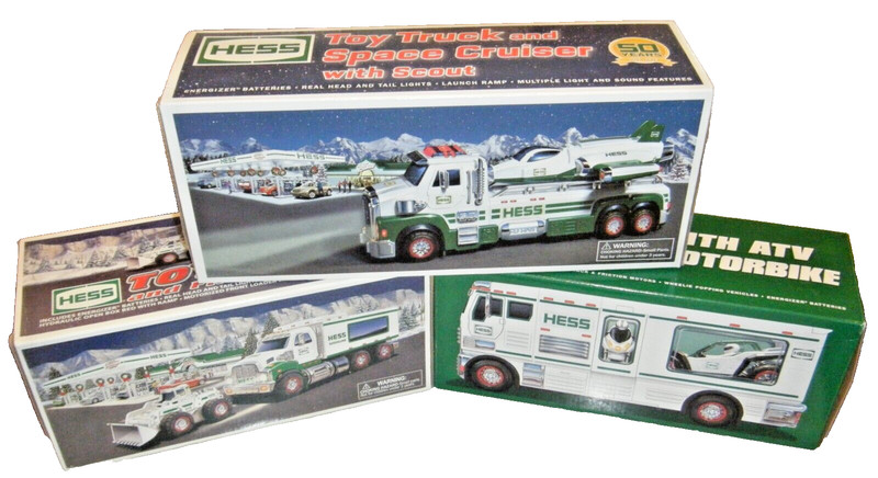Hess 2018 Truck, ATV, M/bike, 2014 Truck, Space Cruiser 2008 Truck, Front Loader