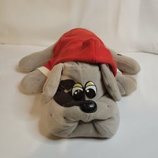 Vintage 1985 Pound Puppies Plush 18  Gray W/ Brown Spots Tonka with Collar