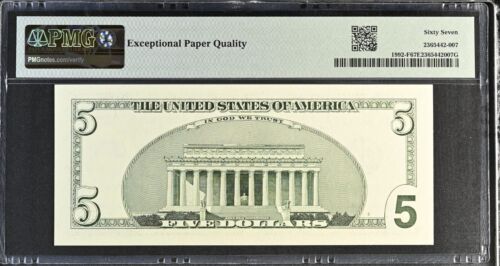 2006 $5 Federal Reserve Note Fr-1992-F Atlanta PMG67 Superb Gem EPQ - Picture 2 of 4