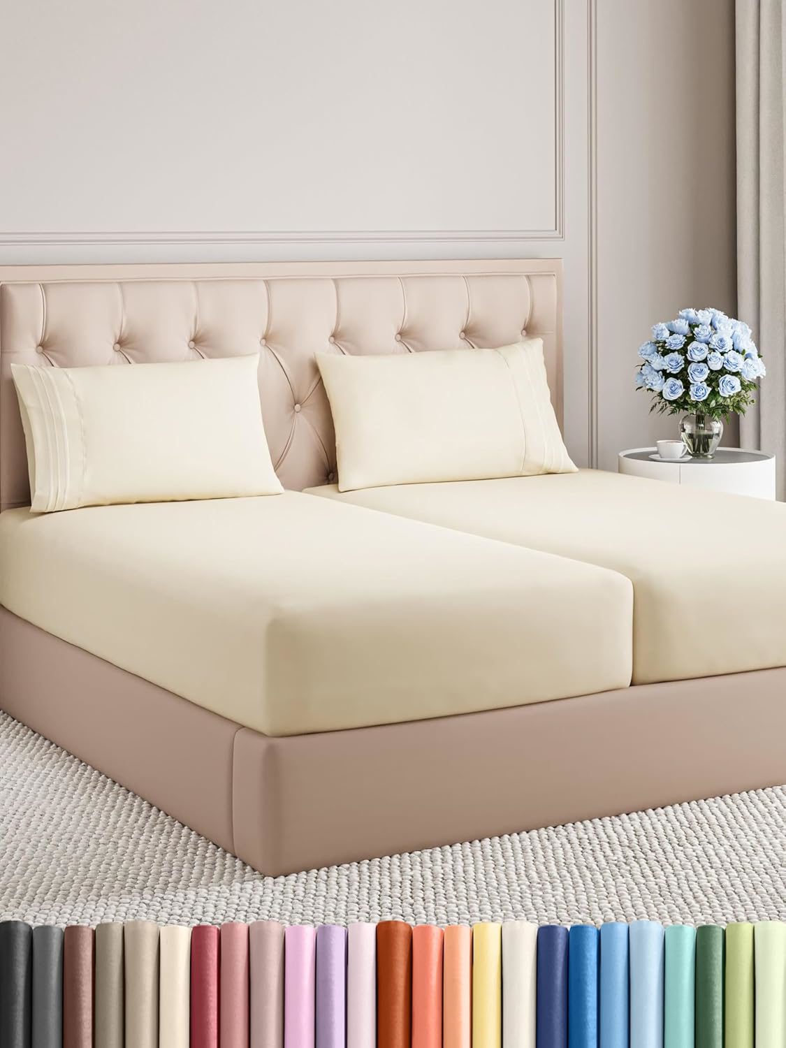 Split King 5-Piece Cooling Sheet Set – Soft Deep Pocket Wrinkle-Free