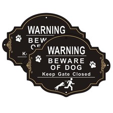 Beware of Dog Sign, 2 Pack Beware of Dog Signs for Fence, 10x8 Inch Rust Free...
