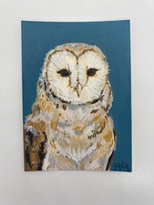 ACEO Original Art Card- Barn Owl 2.5 x 3.5in