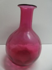 VINTAGE RUBY CRANBERRY DIMPLED ART GLASS STEM POSY VASE