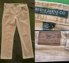 Vtg Ralph Lauren Women's Beige Corduroy Retro Style Stright Pants Size 12