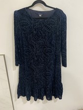 Tommy Hilfiger Dark Blue Paisley Long Sleeve Dress Size 16