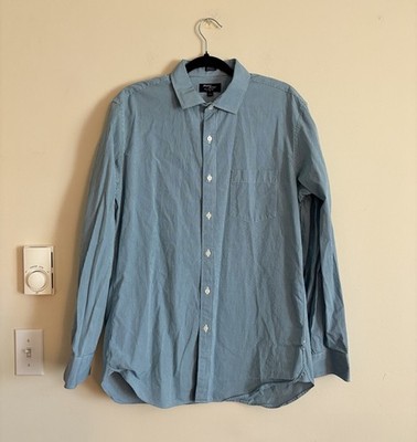 J Crew Thompson Shirt Mens Large 100% Cotton Blue White Office Business Casual