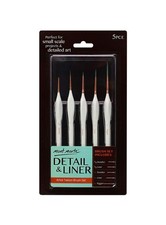5-Piece Detailed Liner Brush Set for Painting with Wood Handle Fine Tip Art