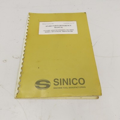 Sinico SIN-O-Matic TR60/4-350-MD Spare Parts Reference Manual 085/1018/MD 1997