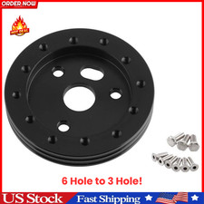 Steering Wheel Hub Adapter Aluminum 6 Hole To 3 Hole Black Universal Fit