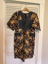 NIGERIAN AFRICAN Women  s Dress Size Medium M Handmade Short Sleeve Beaded