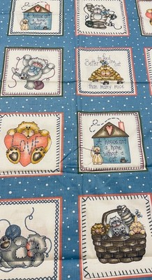 DIANNA MARCUM CAT BLOCKS WHIMSICAL KITTY NOVELTY FABRIC QUILT CRAFT 71'' X 44''