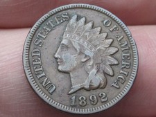 1892 Indian Head One Cent Penny- XF Details, LIBERTY Shows, Diamond