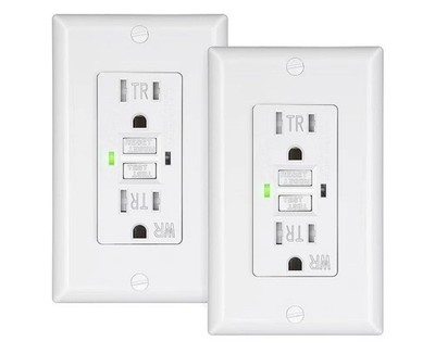 DEWENWILS 2-Pack GFCI Outlet 15Amp, GFCI Outlet (TR), (WR) - 2 Pack- White