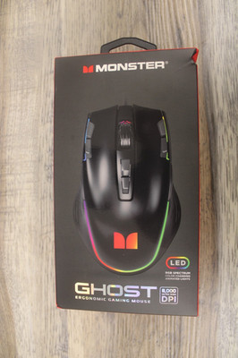 Monster Ghost Ergonomic Corded PC Gaming Mouse Black 2MNGM0306B0L2