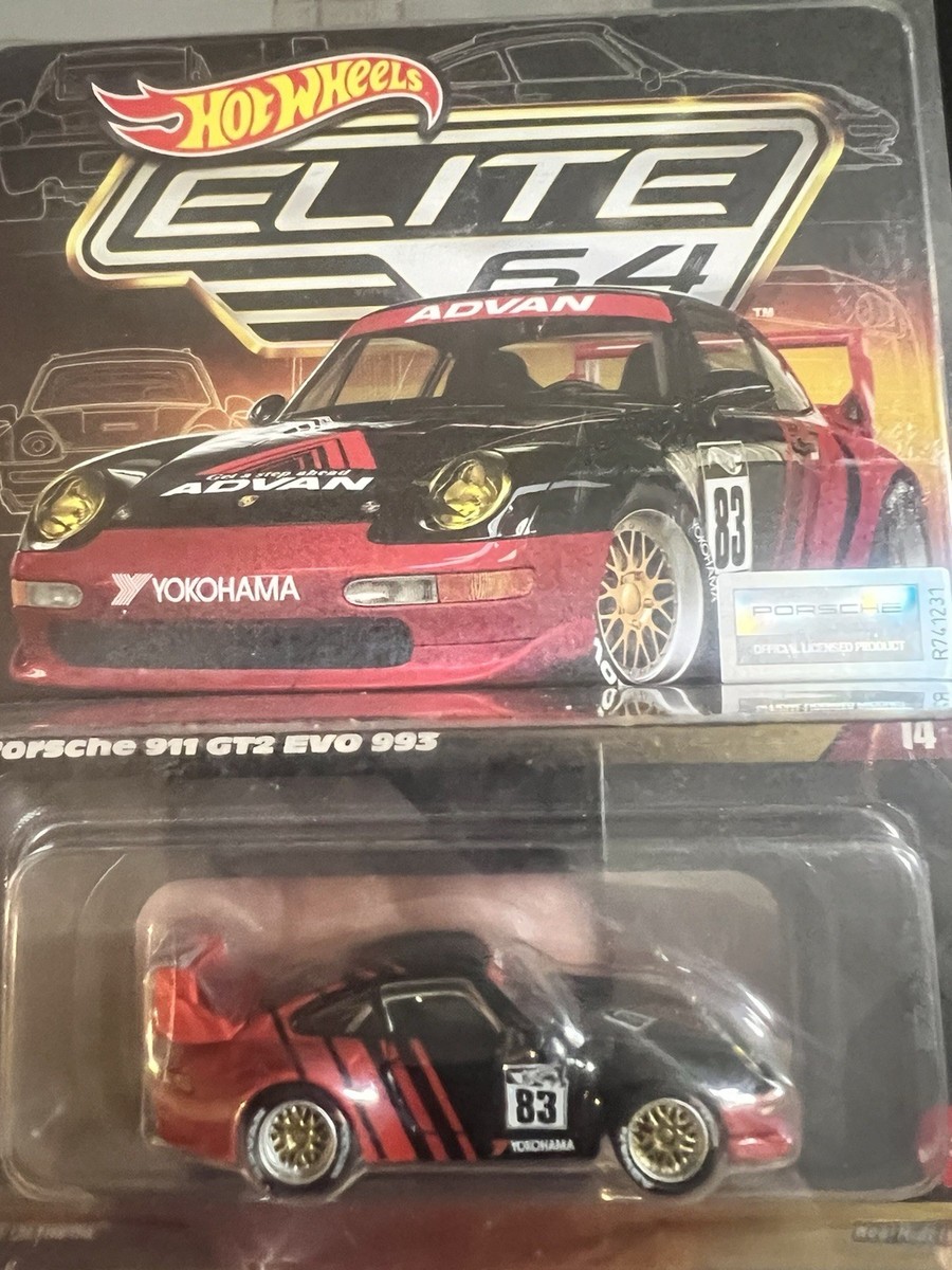 Hot Wheels Porsche 911 GT2 EVO 993 Black Red 1:64 Diecast Elite 64