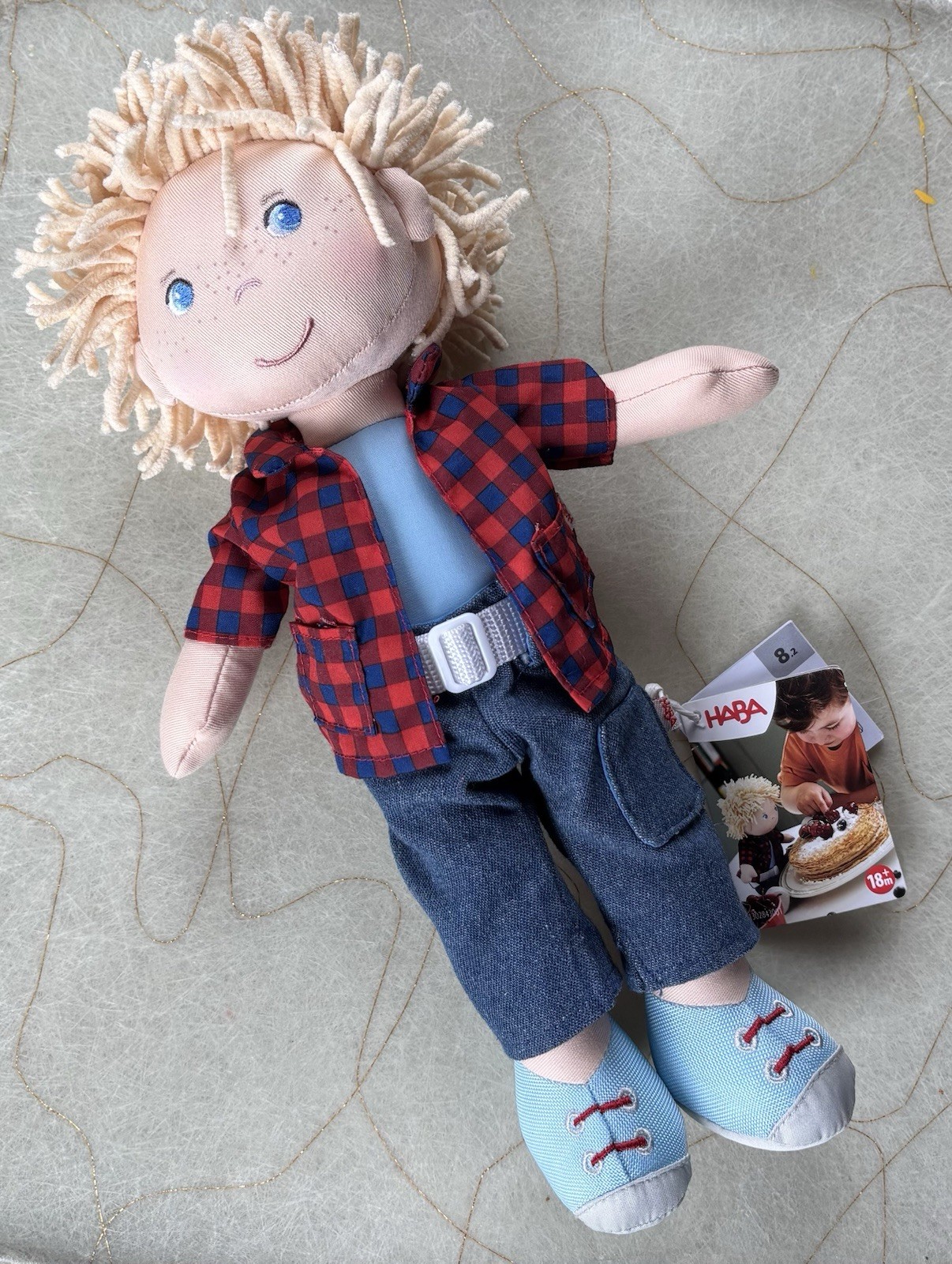 HABA Nick 12" Soft Boy Doll with Blonde Hair, Blue Eyes and 